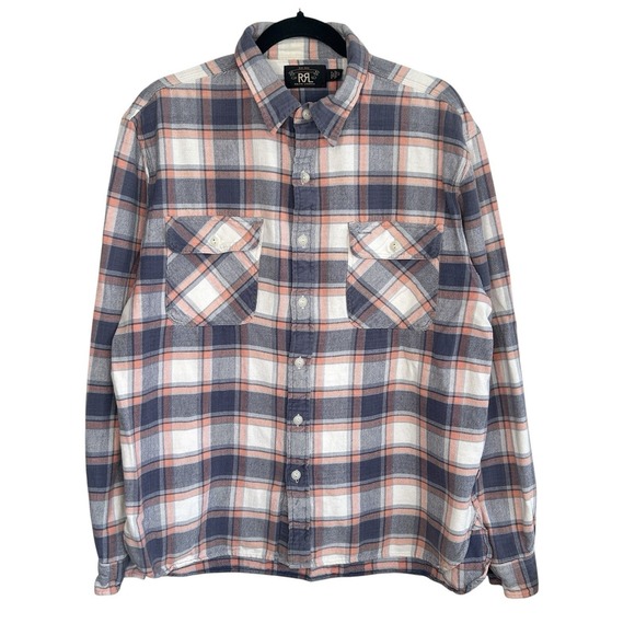 RRL Other - RRL Ralph Lauren Double RL Matlock Plaid Twill WorkShirt XL Western Heritage Blu